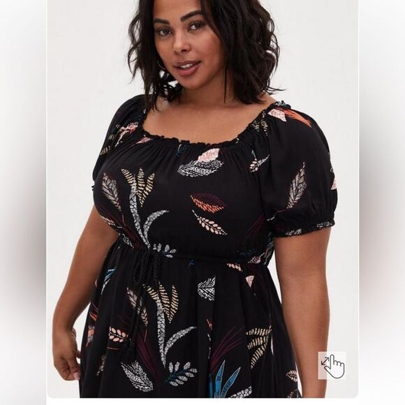 TORRID Midi Challis Puff Sleeve Dress - Picture 4 of 8